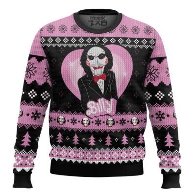 Hooktab Jigsaw Billy The Puppet Horror Ugly Christmas Sweater