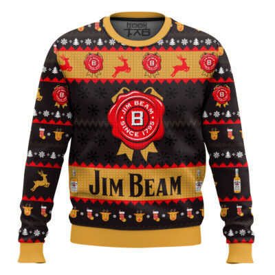 Hooktab Jim Beam American Bourbon Ugly Christmas Sweater