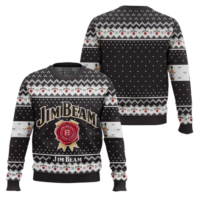 Hooktab Jim Beam Bourbon Ugly Christmas Sweater Hooktab Jim Beam Bourbon Ugly Christmas Sweater