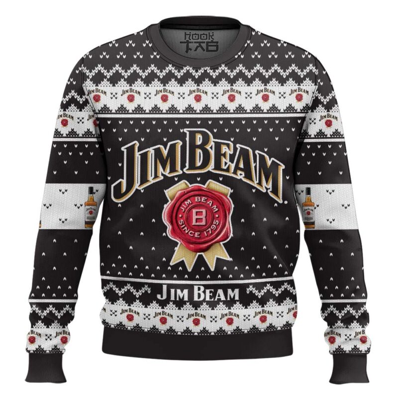 Hooktab Jim Beam Bourbon Ugly Christmas Sweater