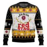 Hooktab Jim Beam Red Stag Whiskey Ugly Christmas Sweater