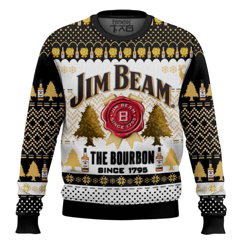 Hooktab Jim Beam The Bourbon Ugly Christmas Sweater