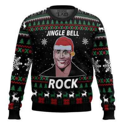 Hooktab Jingle Bell Rock Dwayne Johnson Ugly Christmas Sweater