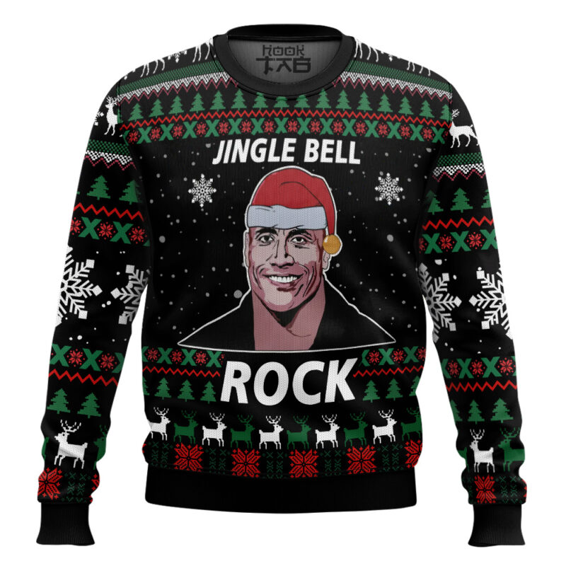 Hooktab Jingle Bell Rock Dwayne Johnson Ugly Christmas Sweater