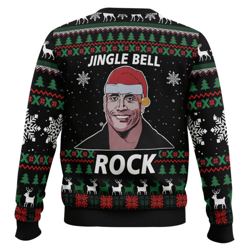Hooktab Jingle Bell Rock Dwayne Johnson Ugly Christmas Sweater Hooktab Jingle Bell Rock Dwayne Johnson Ugly Christmas Sweater