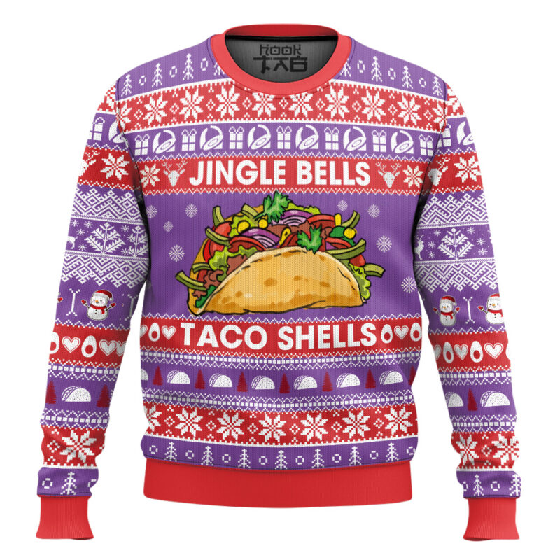 Hooktab Jingle Bells Taco Shells Ugly Christmas Sweater Hooktab Jingle Bells Taco Shells Ugly Christmas Sweater