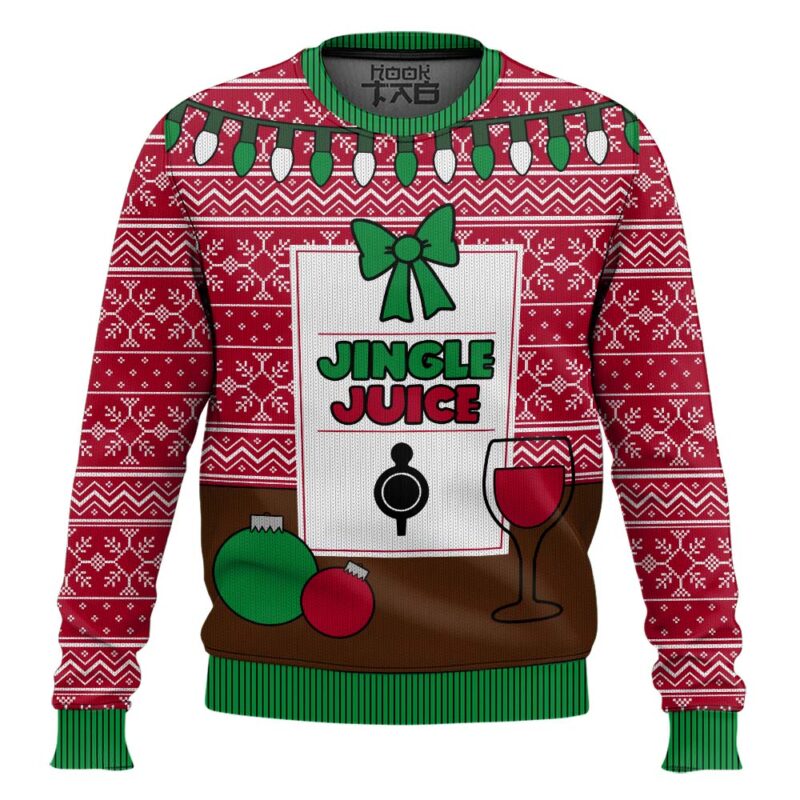 Hooktab Jingle Juice Beverage Ugly Christmas Sweater Hooktab Jingle Juice Beverage Ugly Christmas Sweater