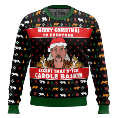 Hooktab Joe Exotic Merry Christmas Tiger King Ugly Christmas Sweater