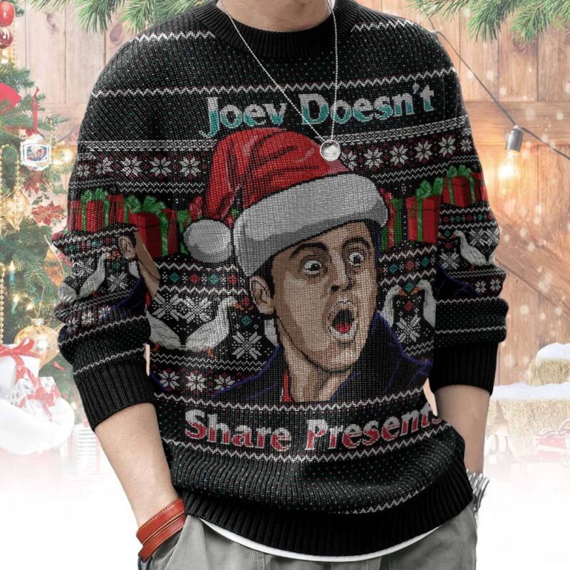 Hooktab Joey Doesn't Share Presents Friends Ugly Christmas Sweater Hooktab Joey Doesn't Share Presents Friends Ugly Christmas Sweater