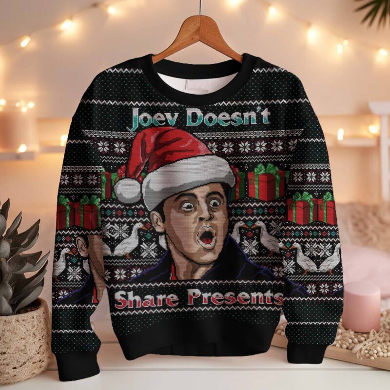 Hooktab Joey Doesn't Share Presents Friends Ugly Christmas Sweater Hooktab Joey Doesn't Share Presents Friends Ugly Christmas Sweater