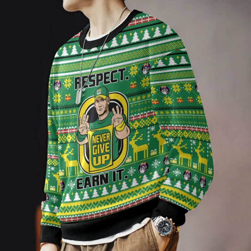 Hooktab John Cena Respect Earn It Never Give Up WWE Ugly Christmas Sweater Hooktab John Cena Respect Earn It Never Give Up WWE Ugly Christmas Sweater