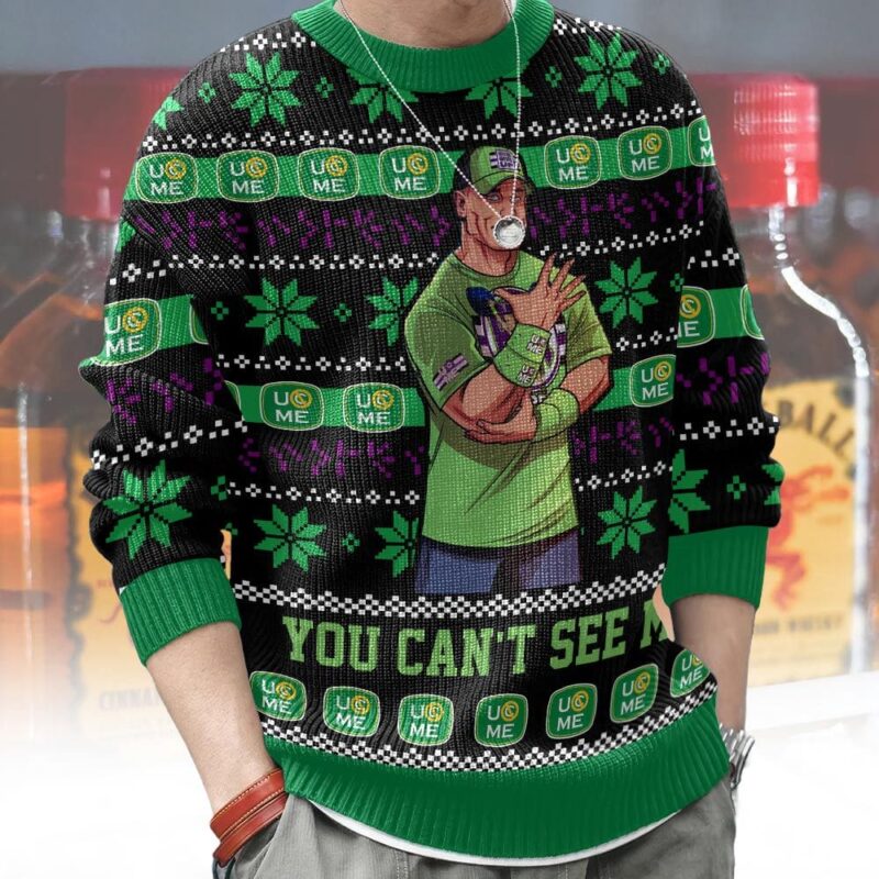 Hooktab John Cena You Can't See Me WWE Ugly Christmas Sweater Hooktab John Cena You Can't See Me WWE Ugly Christmas Sweater