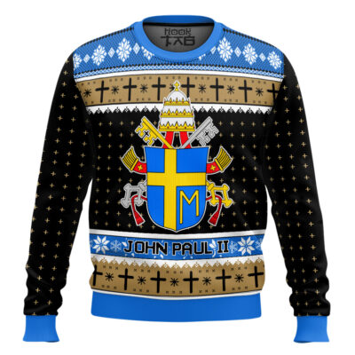 Hooktab John Paul II Coat Of Arms Ugly Christmas Sweater