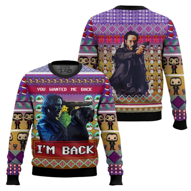 Hooktab John Wick I'm Back Ugly Christmas Sweater Hooktab John Wick I'm Back Ugly Christmas Sweater