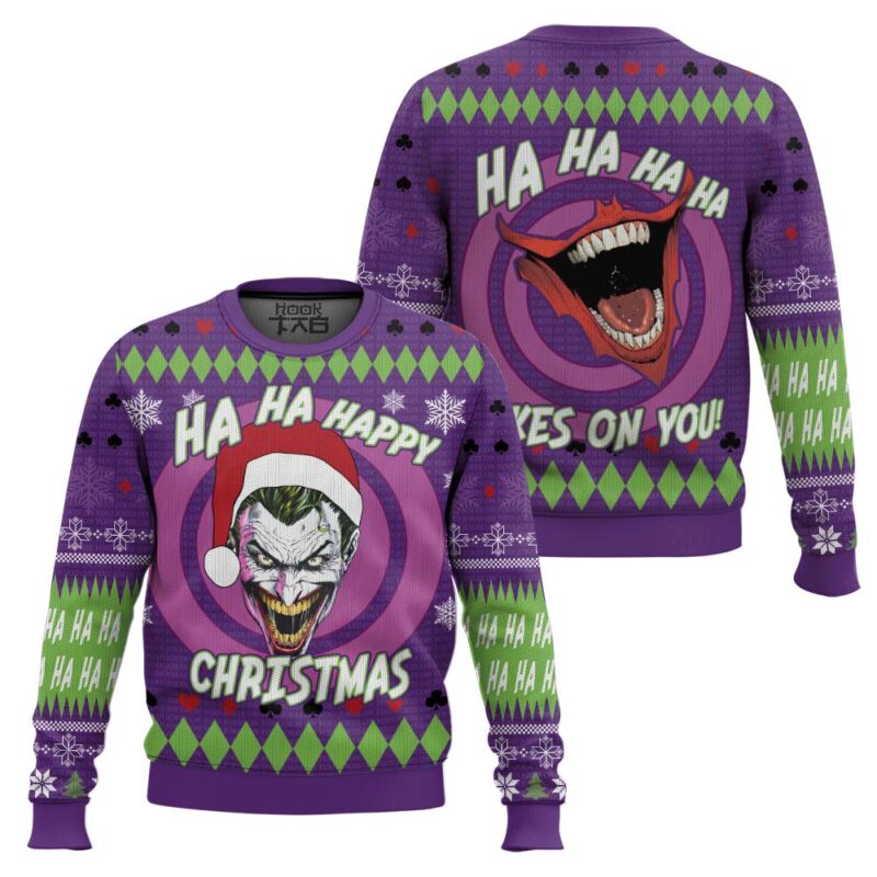 Hooktab Joker Ha Ha Happy Christmas Ugly Christmas Sweater Hooktab Joker Ha Ha Happy Christmas Ugly Christmas Sweater