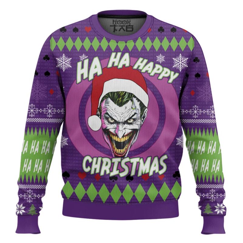 Hooktab Joker Ha Ha Happy Christmas Ugly Christmas Sweater