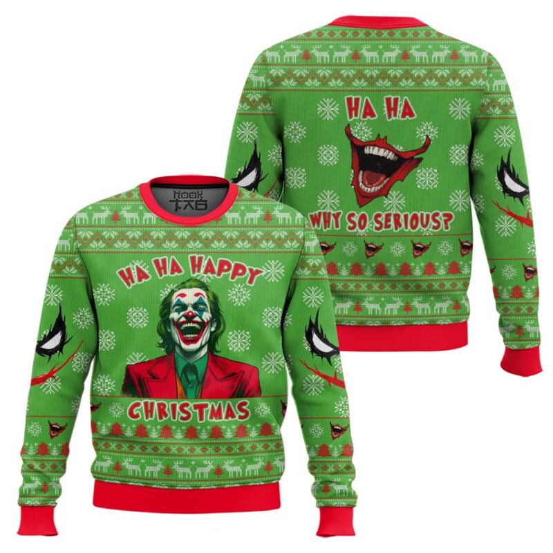 Hooktab Joker Happy Christmas Ugly Christmas Sweater Hooktab Joker Happy Christmas Ugly Christmas Sweater