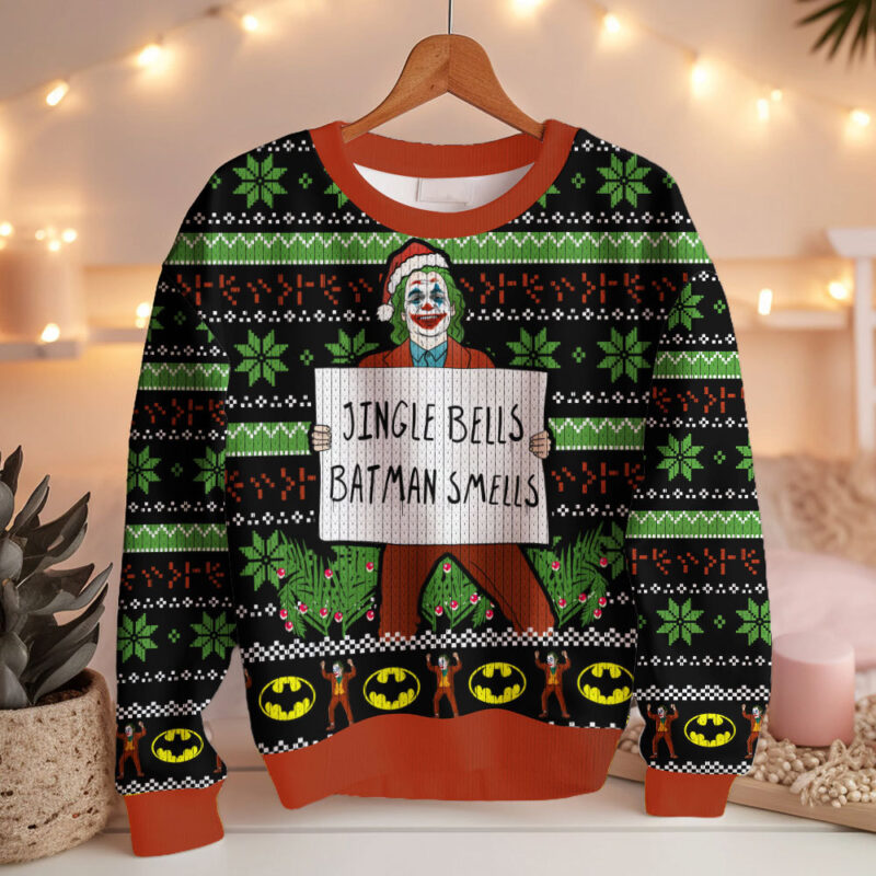 Hooktab Joker Jingle Bells Batman Smells Ugly Christmas Sweater Hooktab Joker Jingle Bells Batman Smells Ugly Christmas Sweater