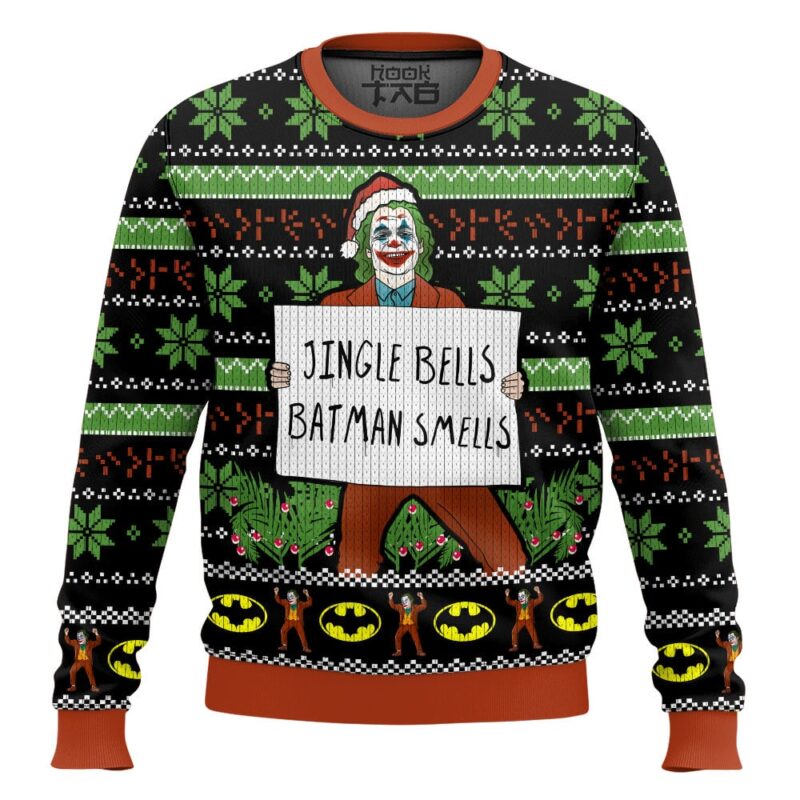 Hooktab Joker Jingle Bells Batman Smells Ugly Christmas Sweater