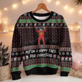 Hooktab Joker "Put On A Happy Face For Christmas" Ugly Christmas Sweater