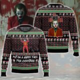 Hooktab Joker "Put On A Happy Face For Christmas" Ugly Christmas Sweater