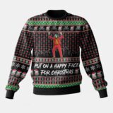 Hooktab Joker "Put On A Happy Face For Christmas" Ugly Christmas Sweater