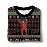 Hooktab Joker "Put On A Happy Face For Christmas" Ugly Christmas Sweater