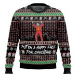 Hooktab Joker "Put On A Happy Face For Christmas" Ugly Christmas Sweater