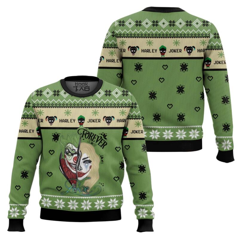 Hooktab Joker X Harley Quinn Ugly Christmas Sweater Hooktab Joker X Harley Quinn Ugly Christmas Sweater