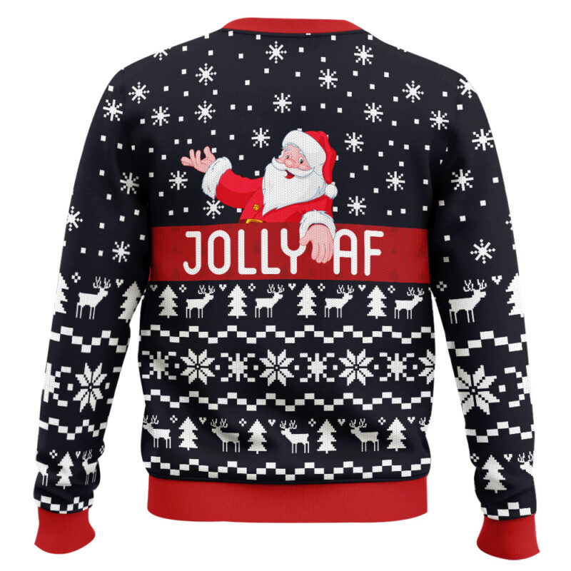 Hooktab Jolly AF Santa Claus Ugly Christmas Sweater Hooktab Jolly AF Santa Claus Ugly Christmas Sweater
