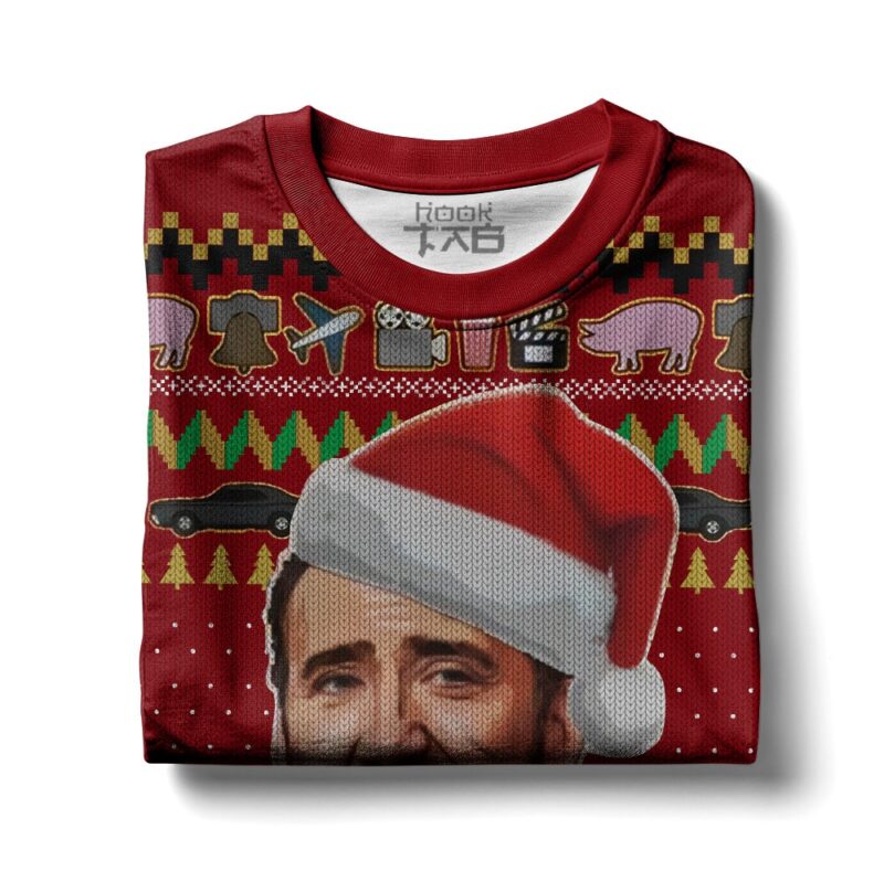 Hooktab Jolly Old Saint Nic Nicolas Cage Ugly Christmas Sweater Hooktab Jolly Old Saint Nic Nicolas Cage Ugly Christmas Sweater