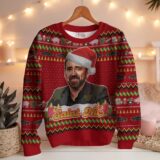 Hooktab Jolly Old Saint Nic Nicolas Cage Ugly Christmas Sweater