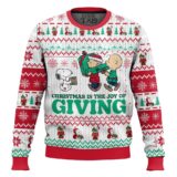 Hooktab Joy Of Giving The Charlie Brown and Snoopy Show Ugly Christmas Sweater