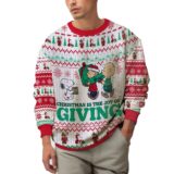 Hooktab Joy Of Giving The Charlie Brown and Snoopy Show Ugly Christmas Sweater