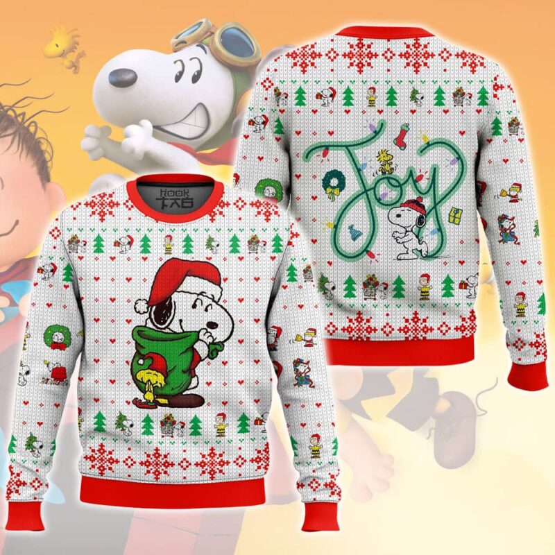 Hooktab Joyful Moment The Charlie Brown and Snoopy Show Ugly Christmas Sweater Hooktab Joyful Moment The Charlie Brown and Snoopy Show Ugly Christmas Sweater