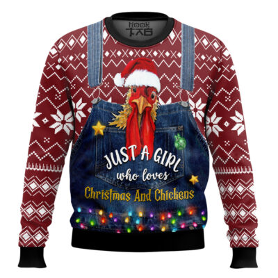 Hooktab Just A Girl Who Loves Chickens Ugly Christmas Sweater