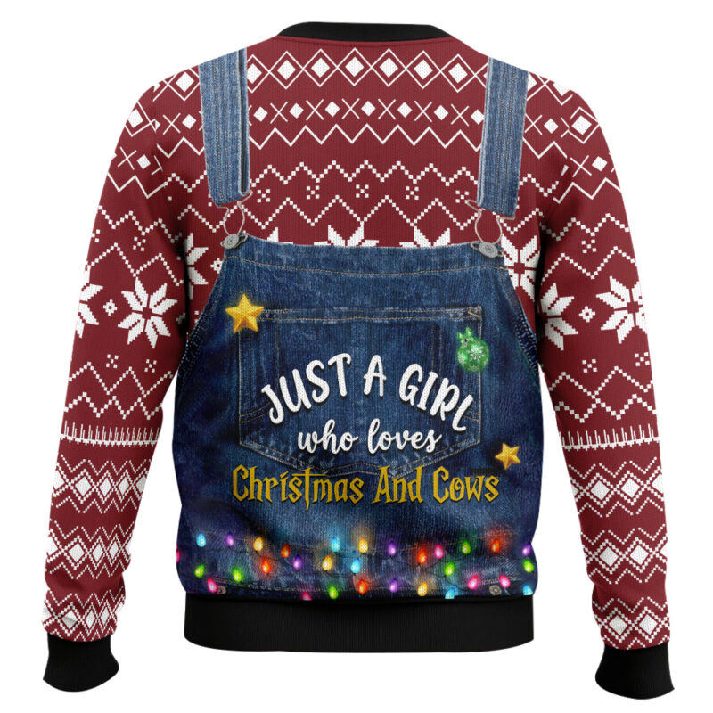 Hooktab Just A Girl Who Loves Christmas And Cows Ugly Christmas Sweater Hooktab Just A Girl Who Loves Christmas And Cows Ugly Christmas Sweater