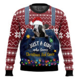 Hooktab Just A Girl Who Loves Christmas And Cows Ugly Christmas Sweater