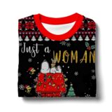 Hooktab Just A Woman Who Loves Snoopy The Charlie Brown and Snoopy Show Ugly Christmas Sweater