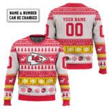 Hooktab Kansas City Chiefs - Custom Name And Number Ugly Sweater
