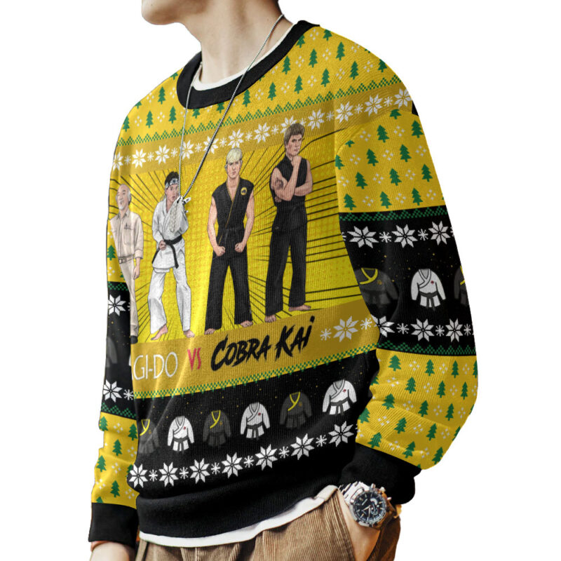Hooktab Karate Kid vs Cobra Kai Ugly Christmas Sweater Hooktab Karate Kid vs Cobra Kai Ugly Christmas Sweater