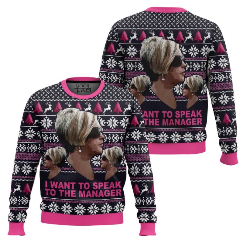 Hooktab Karen Want To Speak To Manager Meme Ugly Christmas Sweater Hooktab Karen Want To Speak To Manager Meme Ugly Christmas Sweater