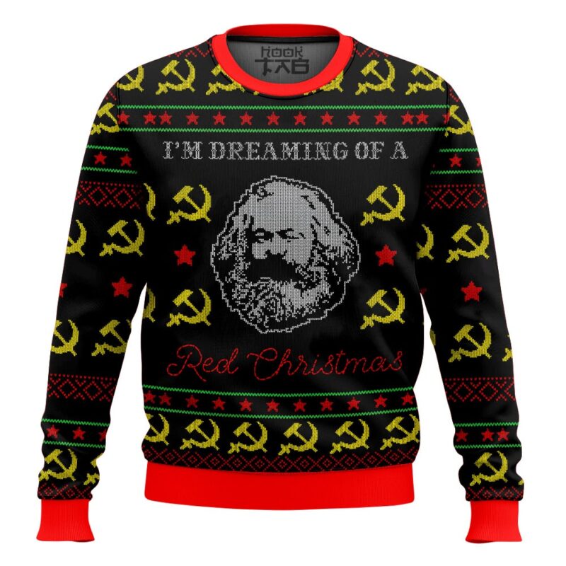 Hooktab Karl Marx "I'm Dreaming Of A Red Christmas" Ugly Christmas Sweater