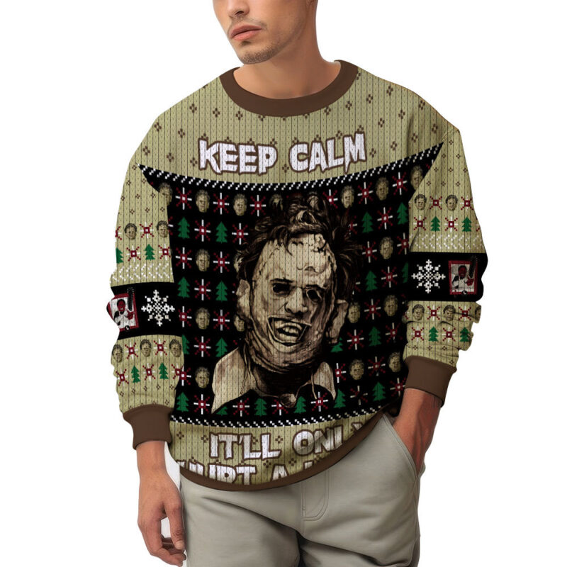 Hooktab Keep Calm The Texas Chain Saw Massacre Ugly Christmas Sweater Hooktab Keep Calm The Texas Chain Saw Massacre Ugly Christmas Sweater