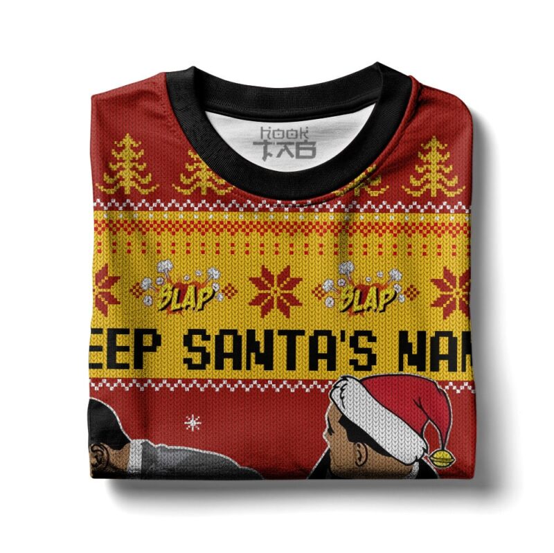 Hooktab Keep Santa's Name Out Your Mouth Smith Slaps Chris Meme Ugly Christmas Sweater Hooktab Keep Santa's Name Out Your Mouth Smith Slaps Chris Meme Ugly Christmas Sweater