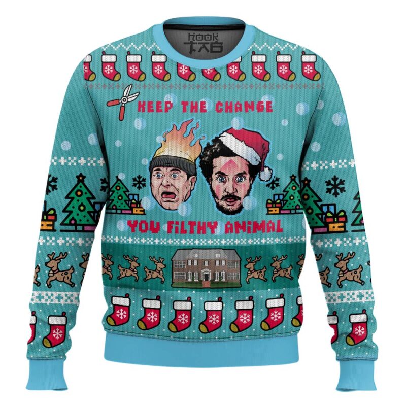 Hooktab Keep The Change Home Alone Ugly Christmas Sweater