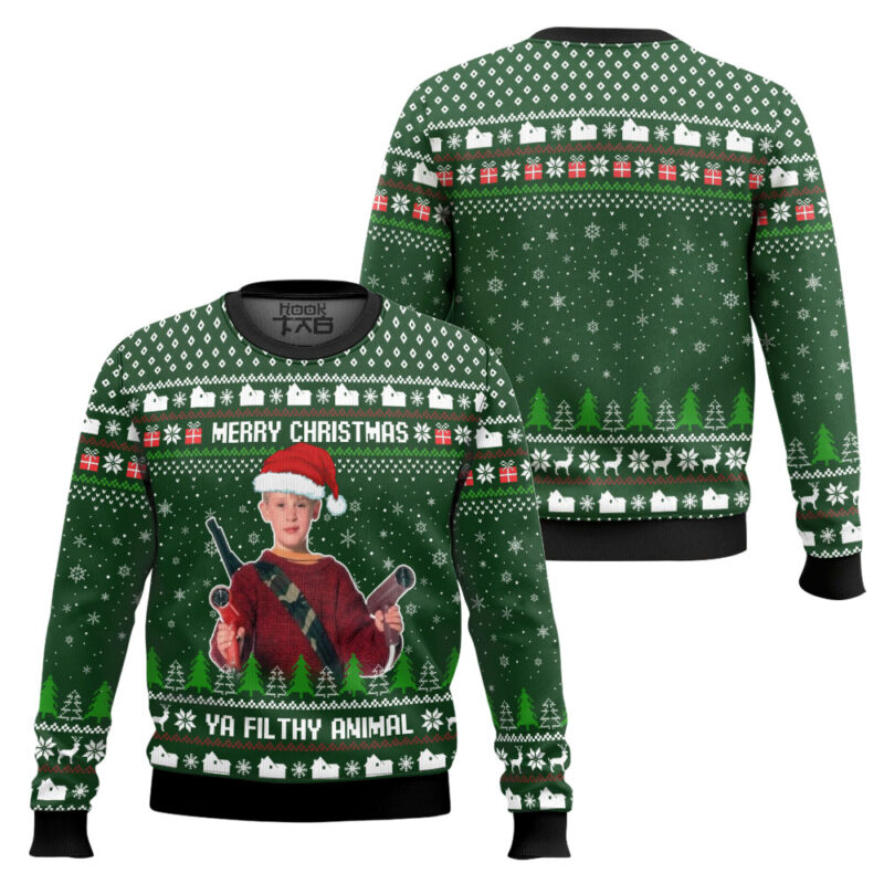 Hooktab Kevin Ya Filthy Animal Home Alone Ugly Christmas Sweater Hooktab Kevin Ya Filthy Animal Home Alone Ugly Christmas Sweater