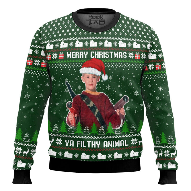 Hooktab Kevin Ya Filthy Animal Home Alone Ugly Christmas Sweater Hooktab Kevin Ya Filthy Animal Home Alone Ugly Christmas Sweater