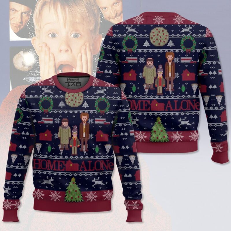 Hooktab Kevin's Trouble Home Alone Ugly Christmas Sweater Hooktab Kevin's Trouble Home Alone Ugly Christmas Sweater