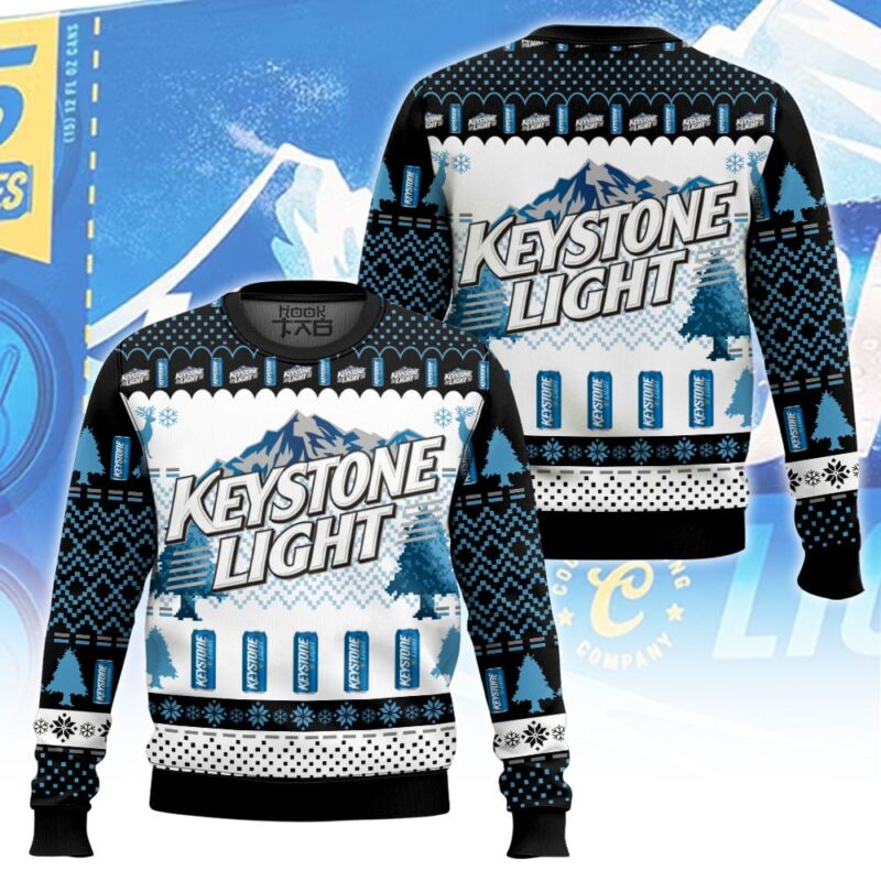 Hooktab Keystone Light Beer Ugly Christmas Sweater Hooktab Keystone Light Beer Ugly Christmas Sweater